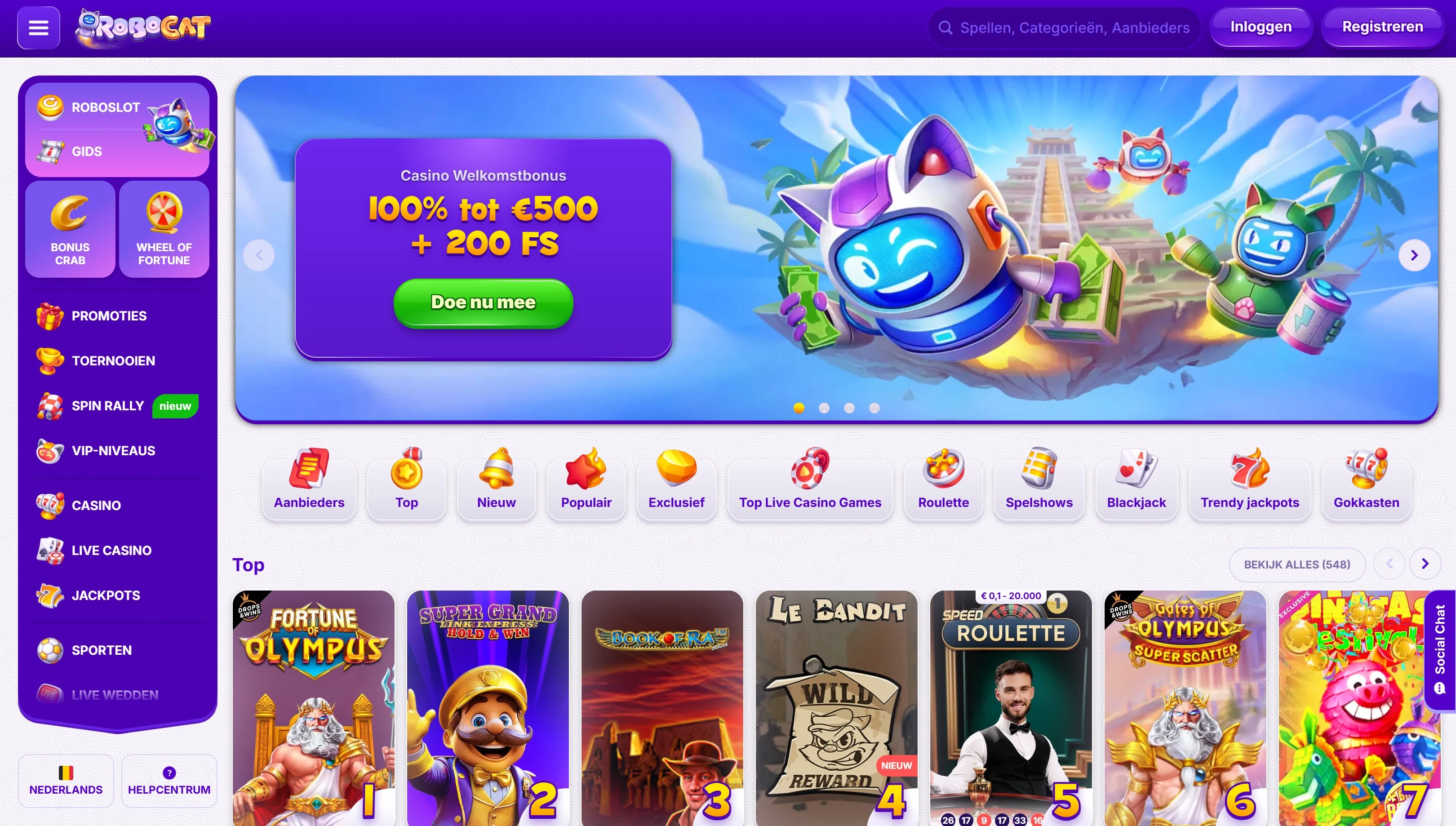 Robocat casino screenshot